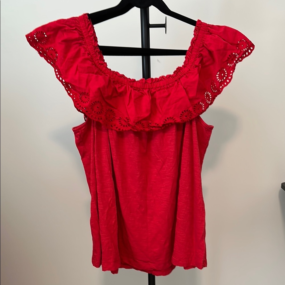 Lane Bryant Red On/Off The Shoulder Top